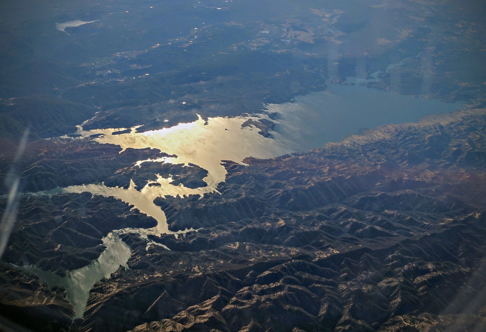 Aerial view of Lake Berryessa and the surrounding Napa County ridges